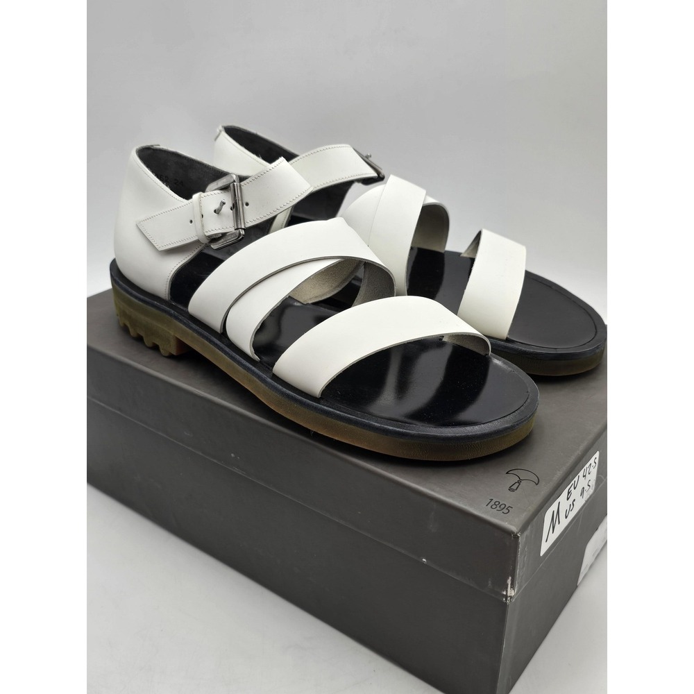Robert Clergerie Sandals Shoes Mens Size 9.5 White Leather‎ Buckle P/BORIS01